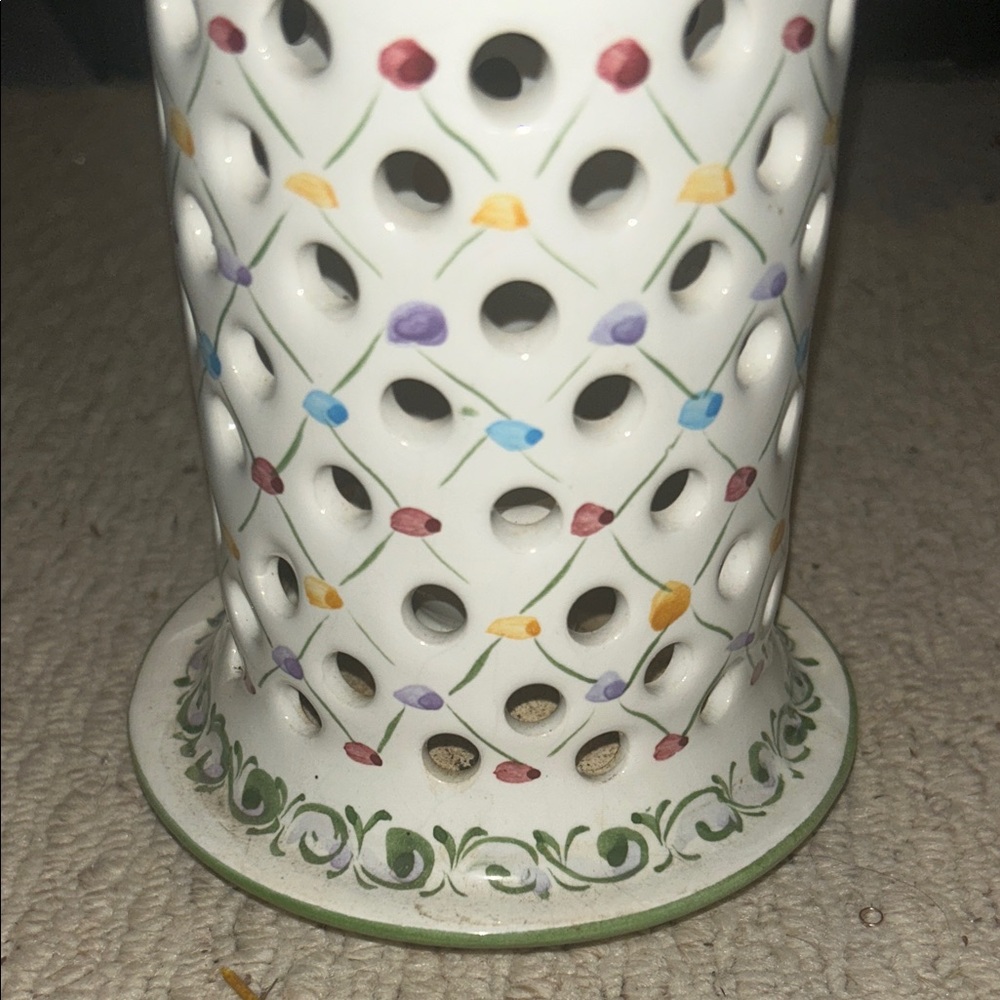 Colorful Floral Ceramic Candle Holder